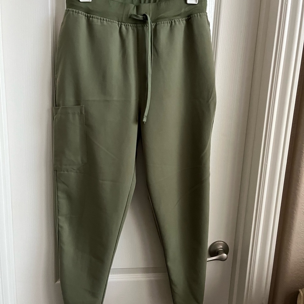 TWO PAIR OF MANDALA Women's jogger scrub pants Olive and Blue.